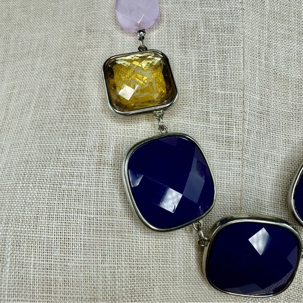 Acrylic Stone Statement Necklace 12 inches LSU colors great for game day.